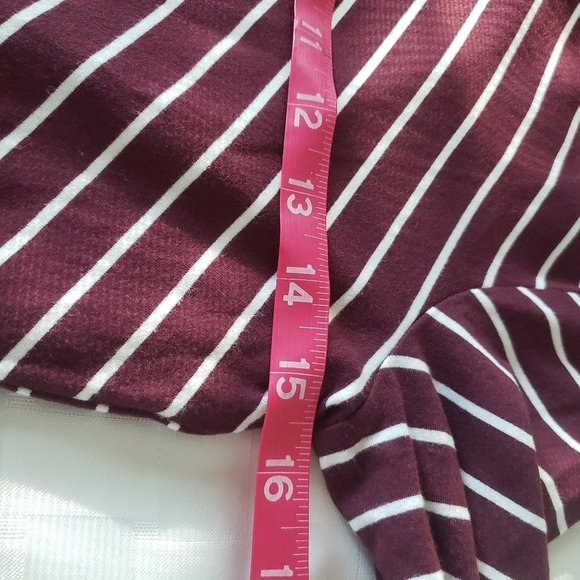 Talbots Boat Neck Burgundy Striped Quarter Sleeve Women's Top Size SP - Picture 5 of 6